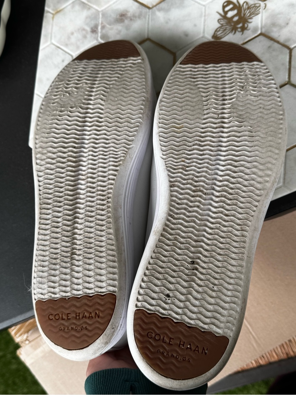 Cole Haan White Leather Lace-Up Sneakers - Picture 4 of 6